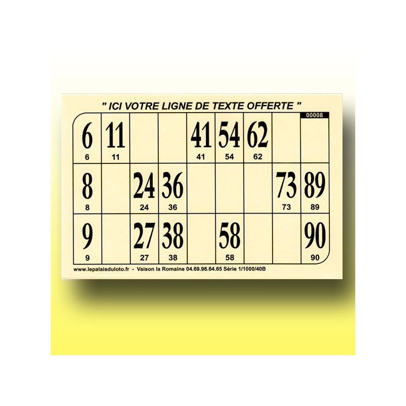 Cartons de loto rigide 1 mm en 900 g par 1000 pour votre loto au Palais du  Loto, le spécialiste du loto.